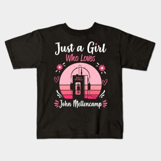 Just A Girl Who Loves John Mellencamp Retro Headphones Kids T-Shirt